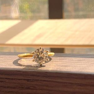 Brilliant Earth Moissanite Engagement Ring + Diamond Wedding Band